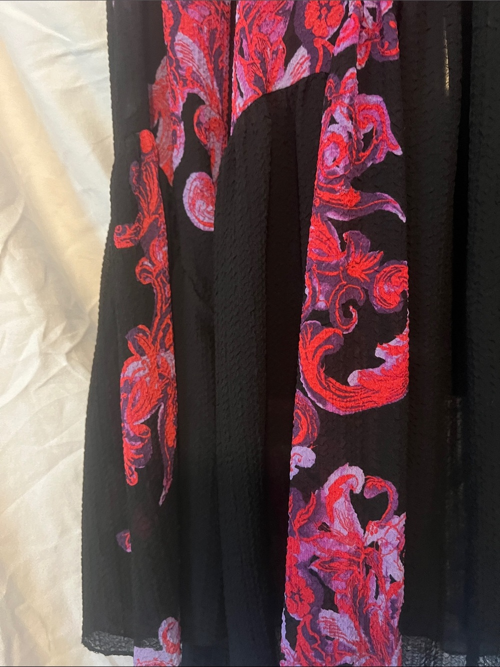 Intimately by Free People Small Black Top with Red-Pink Scroll Print - Picture 4 of 9